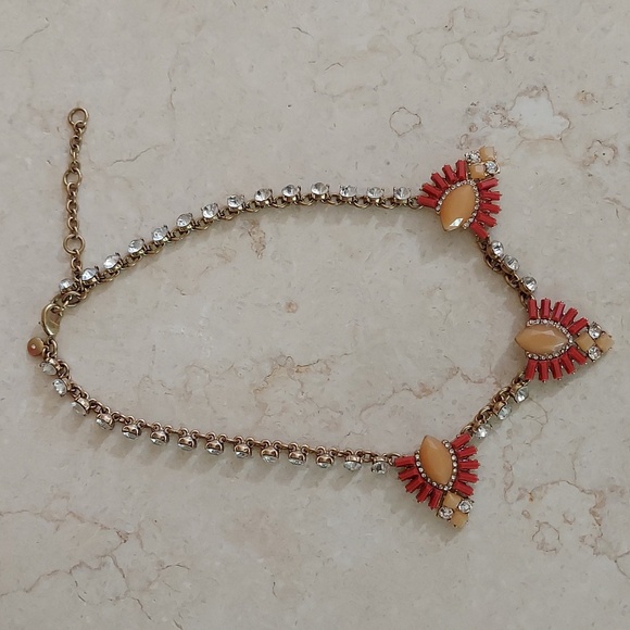 J. Crew Pink and Blush Art Deco Necklace with Rhinestones 20 Inches in Length - Picture 5 of 16